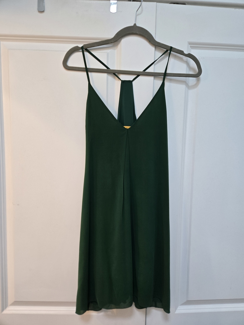 Alice + Olivia Dark Green Slip Dress with Strappy Back